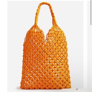 NWT jcrew orange Cadiz bag netted knotted fisherman style